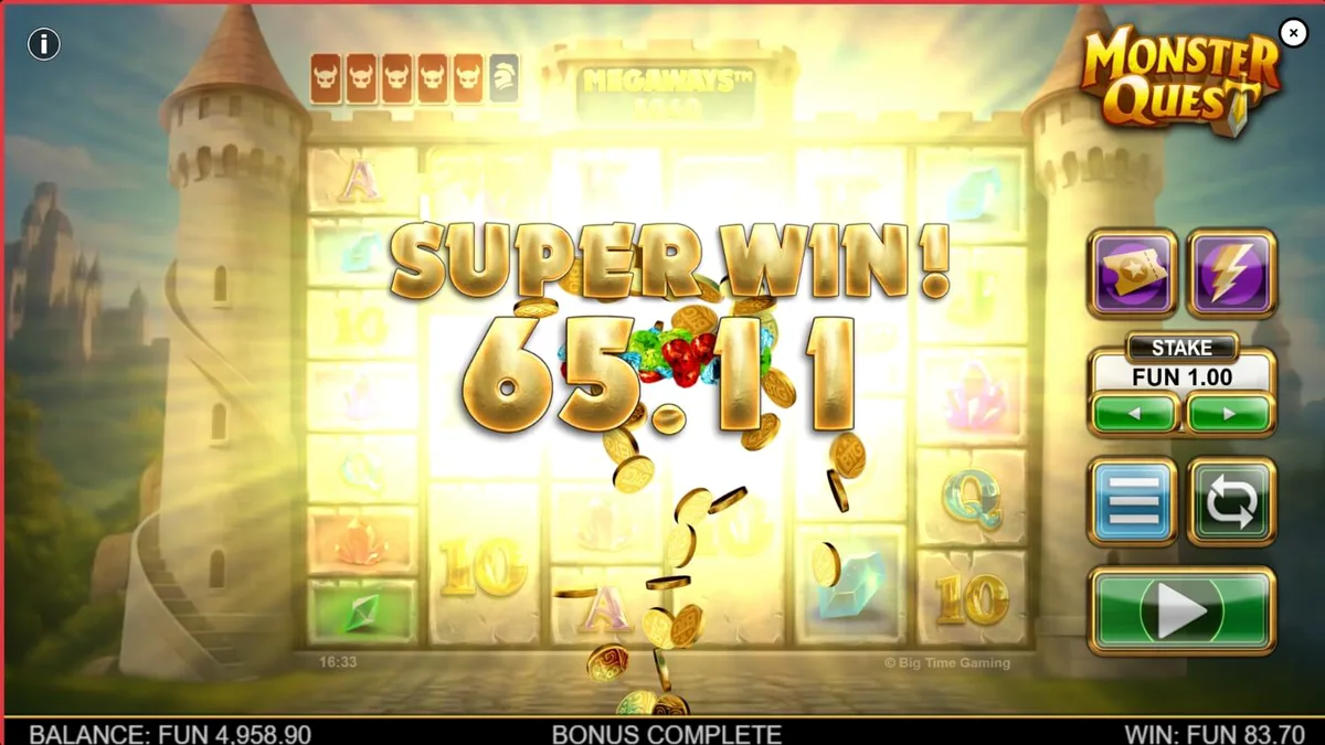 Ksatria berhadapan dengan naga dalam slot Monster Quest