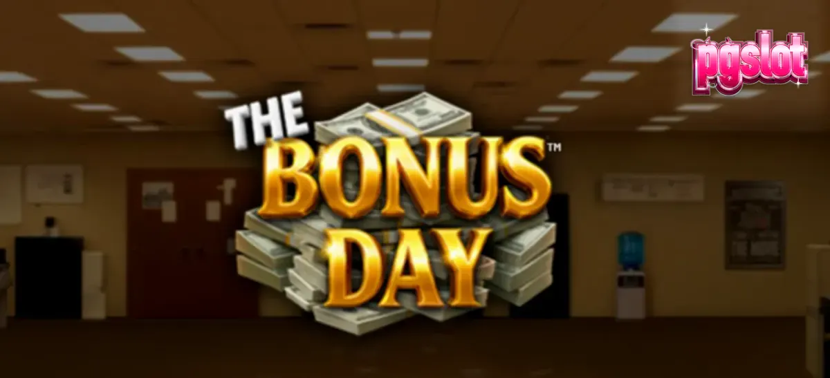 The Bonus Day slot machine interface featuring office-themed symbols and a vibrant corporate design.